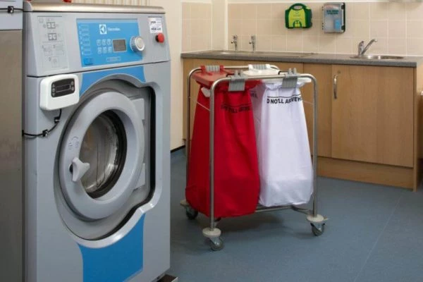 2 bag stainless steel laundry cart