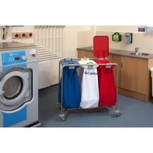 3 bag stainless steel laundry cart
