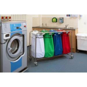 4 bag stainless steel laundry cart